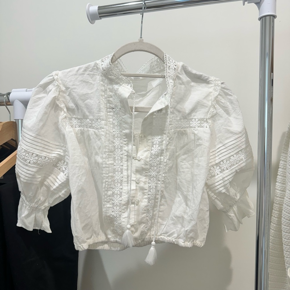 White Embroidered Women's Top
